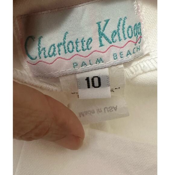 Charlotte Kellogg white straight legs flat front pants size 10 - Picture 3 of 10